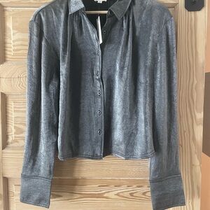 Anthropology Pilcro Metallic Gray Button Down Shirt
